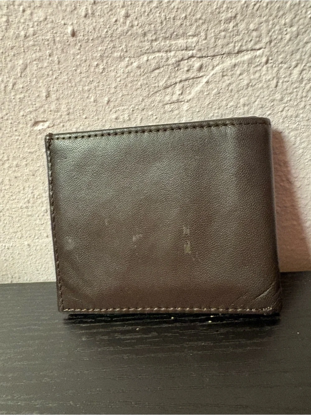 Genuine Leather Brown Bifold Wallet ID Window Card Holder